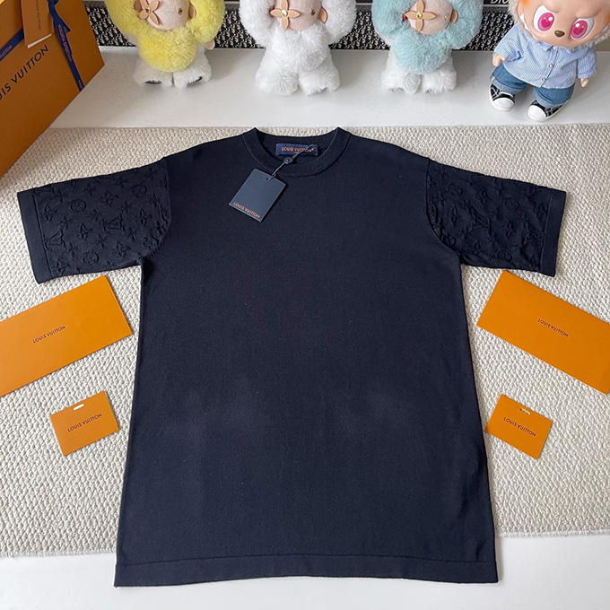 lv louis vuitton monogram jacquard sleeve t-shirt